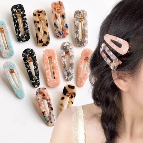Vintage Fashion Hair Clips for Women Leopard Marble Textured Hair Pins Geometric Water Drop Duckbill Hair Accessories 2020