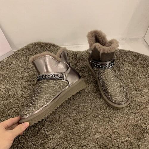 Cotton shoes womens winter boots 2020 new winter warm fashion flash diamond snow boots