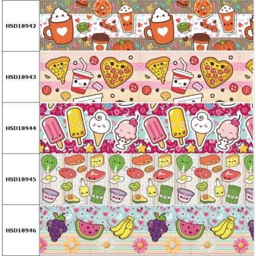 10yard Banana Grape Fruit Cartoon Printed Grosgrain Ribbon Accessory Hairbow Headwear Decoration DIY Wholesale OEM 38MM 75MM