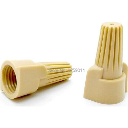 100PCS Electrical Wire Twist Nut Connector Terminals Cap Double Wings Screw On P 12 Closed Terminal Lugs Press 22-8 AWG Tan
