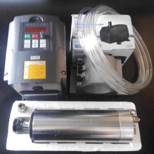 2.2KW Water Cooled CNC Spindle Motor 220v ER20 4 bearing and 2.2KW VFD / Inverter & 80mm Clamp & 75w water pump