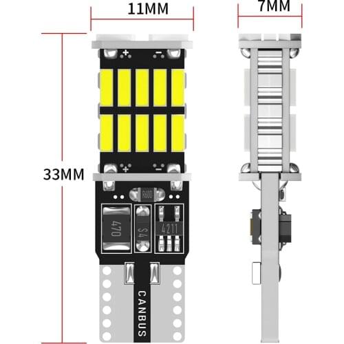2 LED Lights T15 W16W 921 LED For Car Led Canbus Stop Bulb White 12V Auto Tail Lights Side Marker Lamp Reverse Light Universal