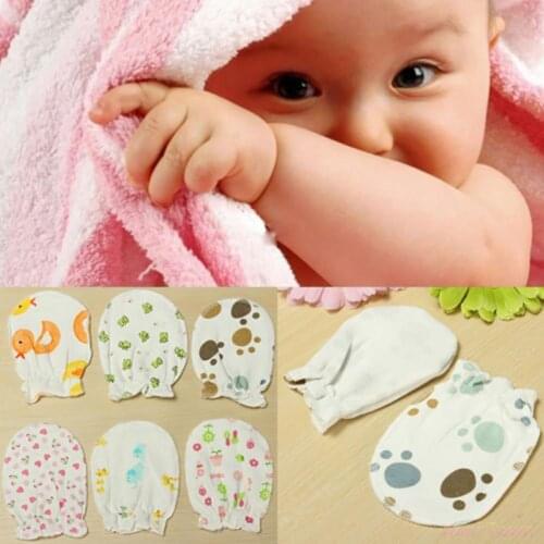 3 Pairs Soft Newborn Baby Handguard Infant Anti-grab Anti-Scratch Cartoon Cotton Mittens Gloves