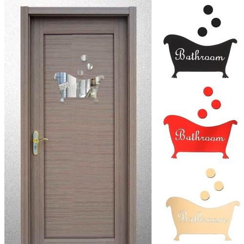 3D Mirror Wall Sticker Funny Door Entrance Sign Kids Men Women Bathroom DIY Wall Stickers Decals Bar Home Decor