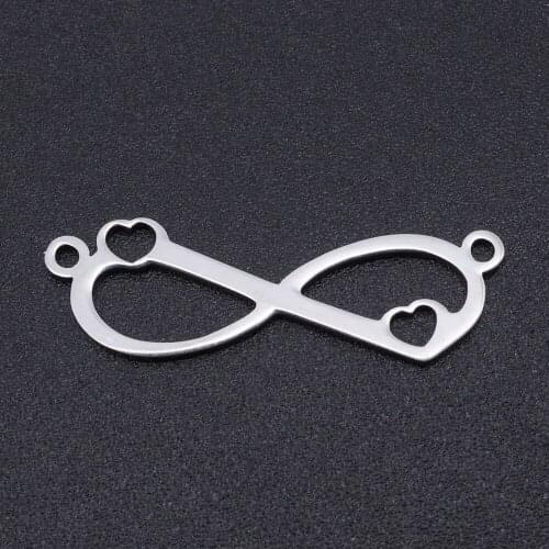 5pcs/lot 100% Stainless Steel Heart Knote Connector Charms Wholesale Accept OEM Order Top Quality Bracelets Pendants