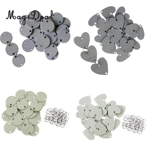 50 Pieces Round Heart Wooden Circle Disc DIY Craft Board Tags Wedding Party Decor