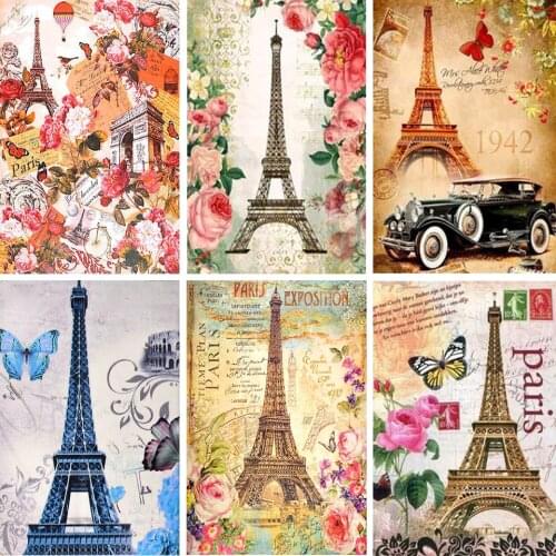 5D DIY Diamond Painting Kits Eiffel Tower Full Round With AB Drill Diamond Embroidery Mosaic Rhinestone Picture Decoration Gift