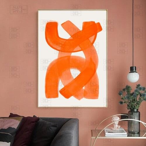 Abstract Canvas Painting Orange Brush Strokes Duvet Wall Art Posters and Prints Graffiti Picture for Living Room Home Decor