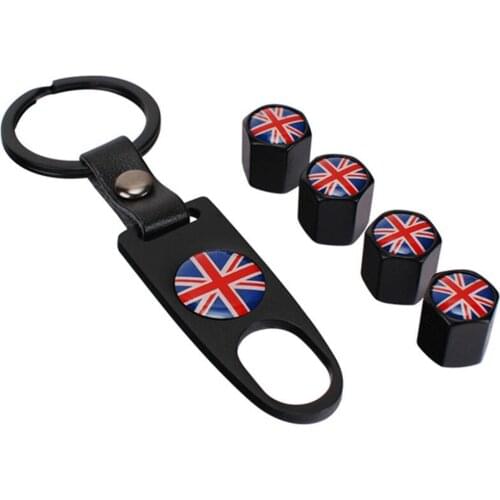 Auto Car British Flag Union Jack Tire Valve Dust Stems Air Covers Cover Keychain Auto Tire Valve Cap Wheel Valve Cap