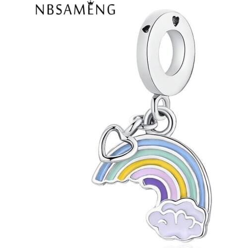 Authentic S925 Sterling SilverColours of the Rainbow Polishing Enamel Bead Fit Original Bracelets DIY Charms