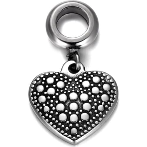 316L Stainless Steel Spacer Bail Beads with Heart Charms 5mm Hole Polished Metal Charm Accessories DIY Bracelet Jewelry Making