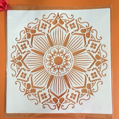 DIY Layering Stencils Wall Painting Scrapbook Coloring Embossing Album Decorative Template for walls 30 * 30cm Mandala Flowers