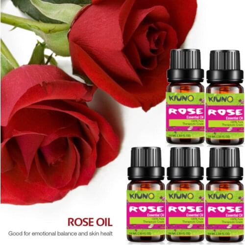 KIUNO 10ML Rose Essential Oils -100% Pure Natural Aromatherapy Therapeutic Grade Aroma Quality External Use Premium Scent