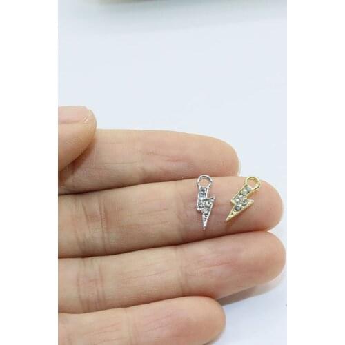 Eruifa 10pcs5*10mm Lightning With Rhinestone Coin Zinc Alloy Necklace,Earring Bracelet Jewelry DIY Handmade 2 Colors