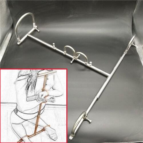 Stainless Steel Bondage Kneel Torture Slave Restraints Collar Handcuffs Ankle Cuffs Adult Games Fetish Sex Toys For Men Couples