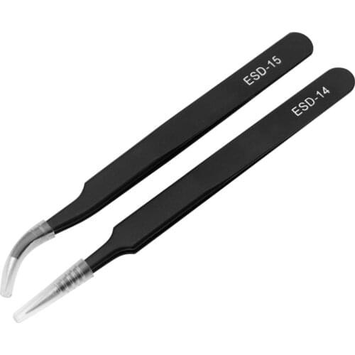 ESD-14 ESD-15 Anti-static Pointed Curved Tweezers Clamps Medical Forceps For Electronic Repair Rework Tool Industrial Grade