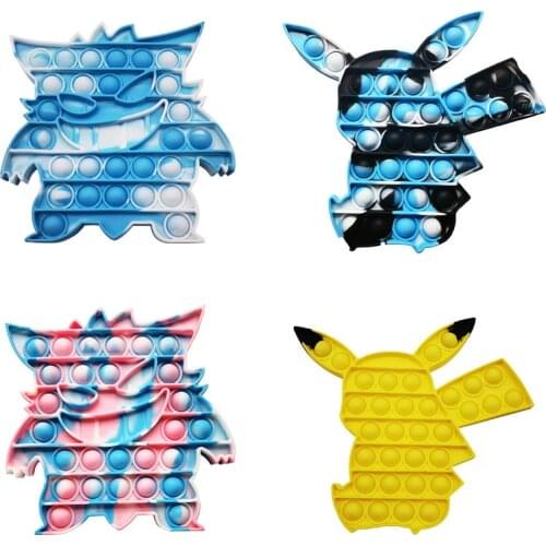 NEW Pokemon fidget toys Reliver Stress Pikachu Gengar figet Rainbow Push Bubble Antistress Toy Children Sensory Relieve Autism