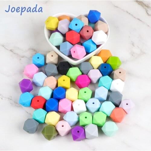 Joepada 10Pcs 14mm Hexagon Silicone Beads BPA Free Baby Teething Care Infant DIY Baby Teething Necklace Toy Baby Teether