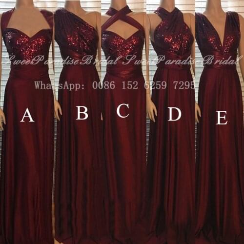 Shiny Sequined Burgundy Bridesmaid Dresses For Women 2021 Long A Line Sleeveless Wedding Party Dress Robe De Soiree De Mariage