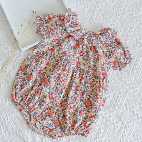Baby Girls Romper Summer Newborn Baby Girl Clothes Flroal Printed Romper Overalls DT408