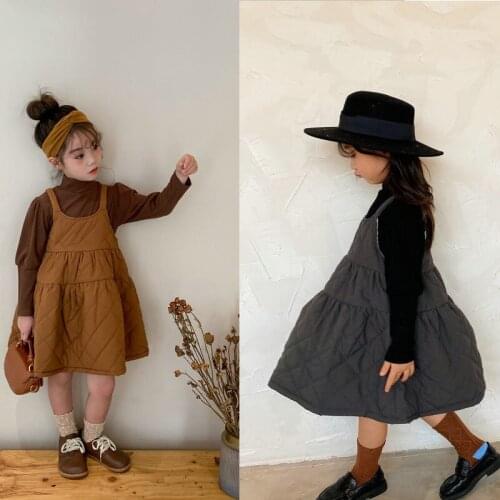 Girls' Suit Half High Collar Thickened Bottoming Shirt +Vest Dress Autumn And Winter Clothes Christmas New ChildrenS Clothing