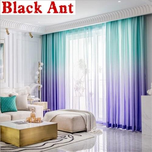 Colorful Gradient Curtain Semi-Blackout For Living Room Sheer Curtain Bedroom Nordic Style Voile Sheer Curtain Drape X-JD888#30