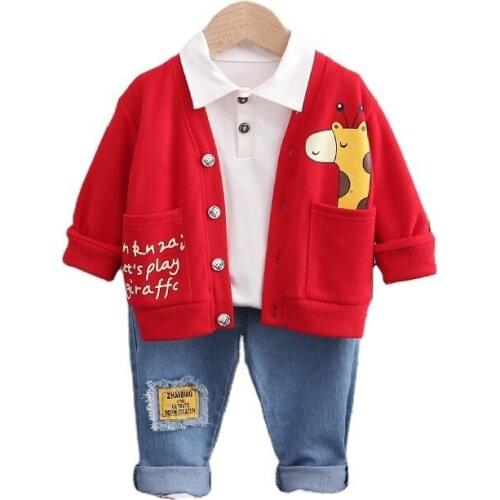 New Spring Autumn Baby Boys Clothes Suit Children Casual Jacket T-Shirt Jeans 3Pcs/sets Toddler Fashion Costume Kids Tracksuits