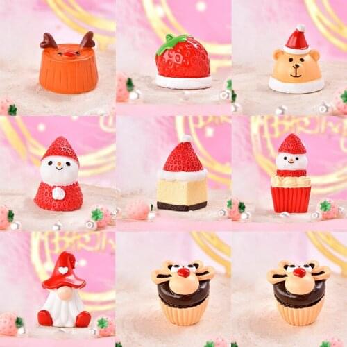 Mini Cute Strawberry Cake Ornaments For Christmas Home Decoration Craft Figurine Plant Pot Garden Ornament Miniature Fairy Decor