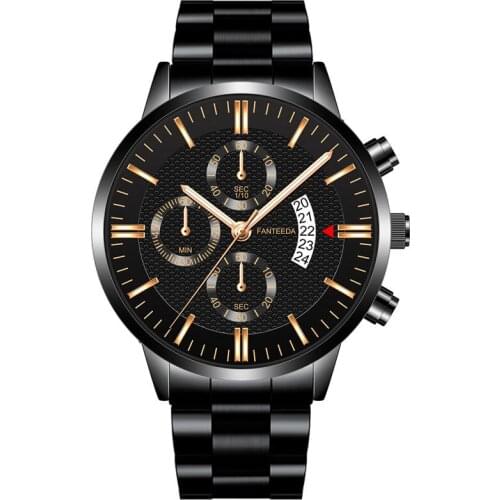 Fashion 2020 Mens Watch Quartz Classic Black Wristwatch Steel Belt Luxury Calendar Business Watch Herren Uhren Gifts for Men