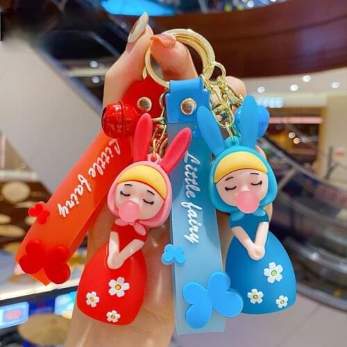 Cartoon Epoxy Cute Bubble Bunny Girl Keychain Creative Car Keychain Ring Fashion Bag Pendant