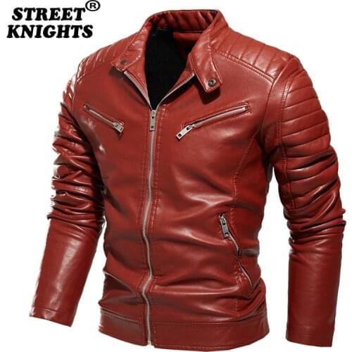Hot 2021 Leather Jacket Men Winter Fleece Motorcycle Pu Leahter Jacket Male Stand Collar Casual Windbreaker Slim Coat 4Xl