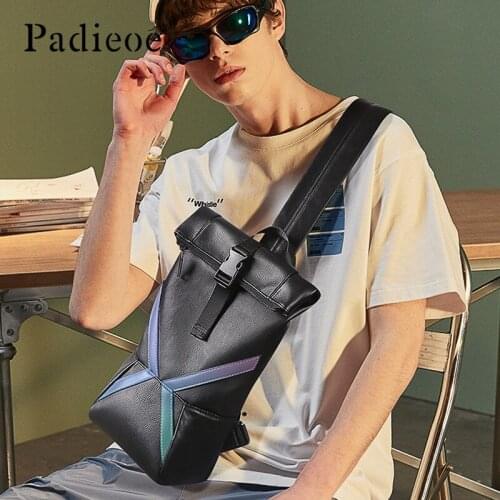 Padieoe men sling bag chest bag shoulder crossbody bags satchel genuine leather bag fashion