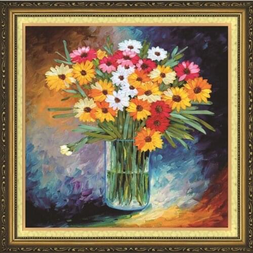 3D ribbon embroidery kits for beginners cross stitch embroidery flower printed cloth bordado paintings for living room wall