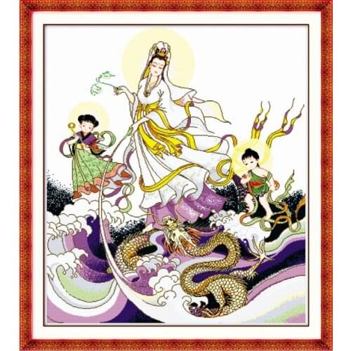 Songzi Kuan Yin 1 cross stitch set Religion DMC color count print 18ct 14ct 11ct embroidery kit DIY handmade needlework supplies