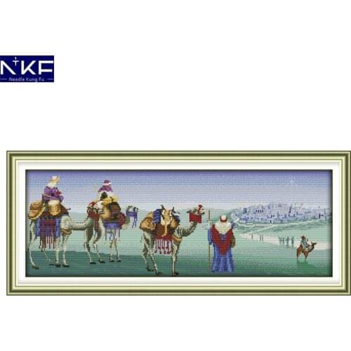 NKF Ship of The Desert Chinese Cross Stitch Pattern DIY Needlework Embroidery Scenery Cross Stitch for Home Decor