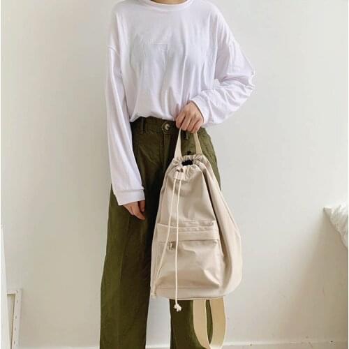 2021 New Fashion Women Shoulder Backpack Casual Solid Simple Crossbody Bags Female Retro Korean Style Bucket Bag Ladies Handbag
