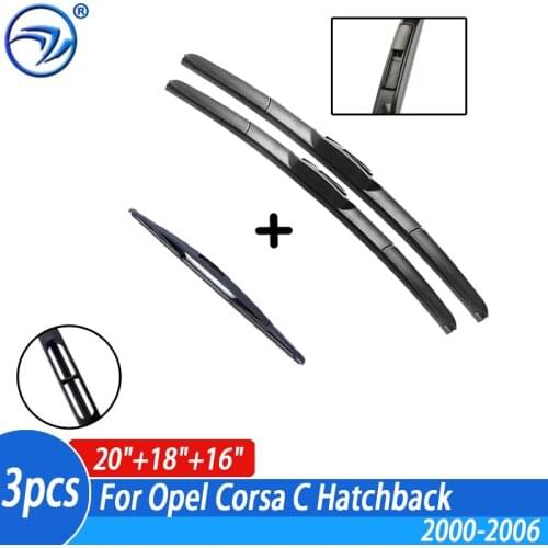 Wiper Front & Rear Wiper Blades Set For Opel Corsa C Hatchback 2000-2006 2005 2004 2003 2002 Windshield Windscreen 20"18"16"