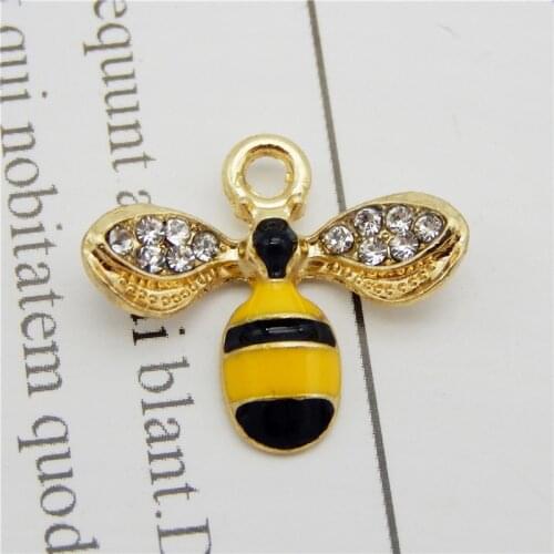 GraceAngie 6pcs enamel bee charm for jewelry making cute earring pendant bracelet necklace charms diy design charms 14*17mm DIY