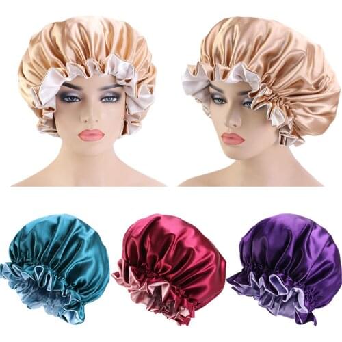 Adjust Elastic Satin Sleep Cap Bonnet Hair Styling Hair Care Women Night Sleep Hat Head Wrap Shower Cap Hair Headwear Nightcap