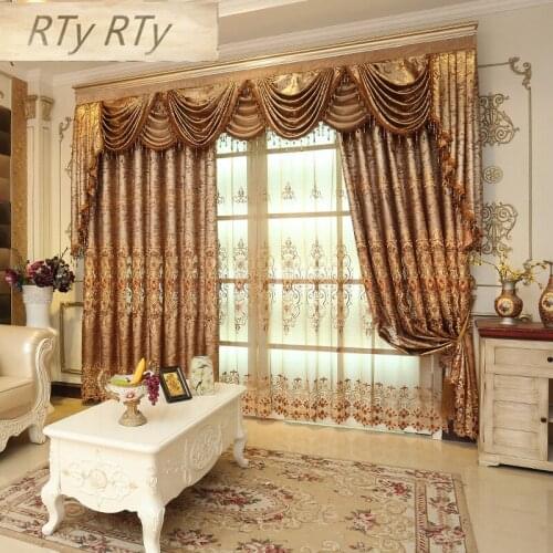 Luxury European Embroidered Curtains for Living Room Coffee Curtains for Bedroom Embroidered Voile Tulle Curtains for Kitchen