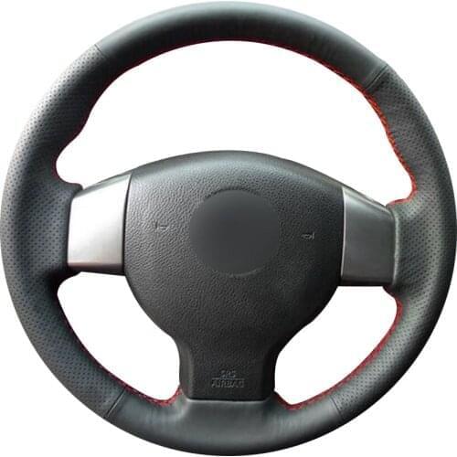 Hand-stitched Black Artificial Leather Car Steering Wheel Cover for Nissan Note 2006-2013 Tiida 2007-2011 Bluebird Sylphy 2005