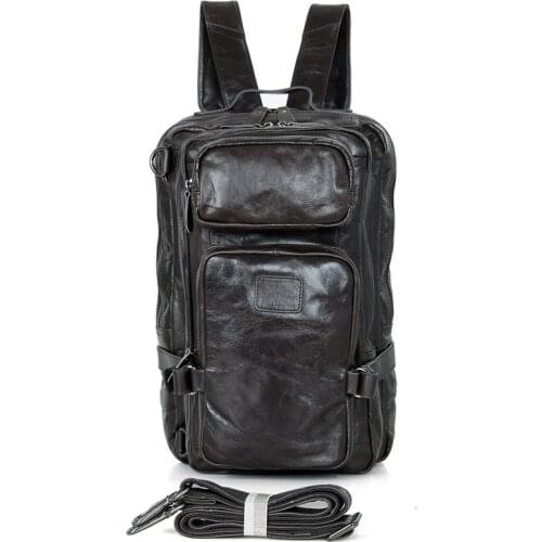 Nesitu High Quality Grey Vintage Genuine Leather Men backpack Women Real Skin Male Shoulder Bags Travel Bag M7048