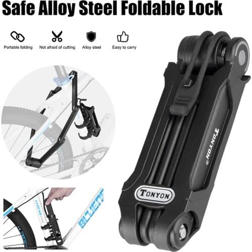 Folding Bike Lock, Compact Heavy Duty Electric Bike Lock, Portable Bicycle Security Chain Lock with Keys and Carrying Holder