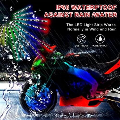 12PCS RGB Motorcycle LED Light Accent Glow Neon Strip 12V Lamp Decoration Strip car products Voice Control Kit