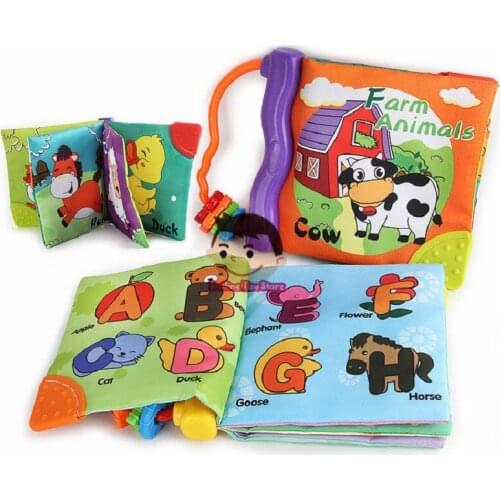 Baby Cloth Book Fabric Book with Teether Ringing Paper Early Educational Book Gifts for Children and Baby or Infants