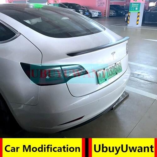 UBUYUWANT For Tesla Model 3 2017-2021 High Performance Version Carbon Fiber M3 Style Trunk Wing Spoiler Resin trunk spoiler wing