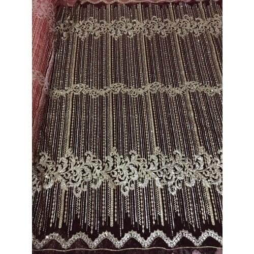 High quality glued glitter African tulle net lace fabric L-11897 for nice dress