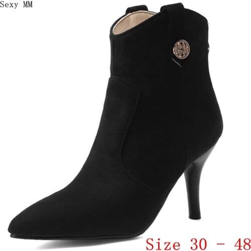 Spring Autumn High Heels Women Ankle Boots Woman Short Boots High Heel Shoes Small Plus Size 30 - 40 41 42 43 44 45 46 47 48