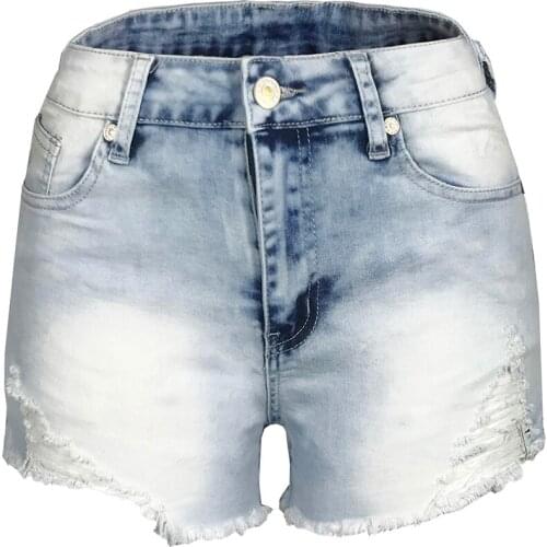 HUAN BEAUTY New Sexy Jeans Shorts for Women High Waist Hole Tassel Stretch Hip-rise Sexy Casual Zipper Denim Shorts HBP92