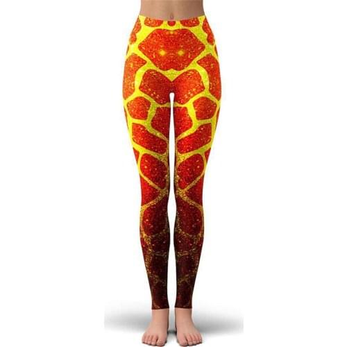 Women Leggings Fashion 3D Printed Golden giraffe Leggings Sexy Elastic Female Skinny Leggings DDK21
